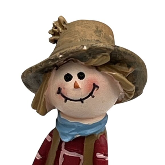 Harvest Blessings RARE Vintage Scarecrow Pencil Figurine Set Folk Art Fall Decor - Picture 7 of 15